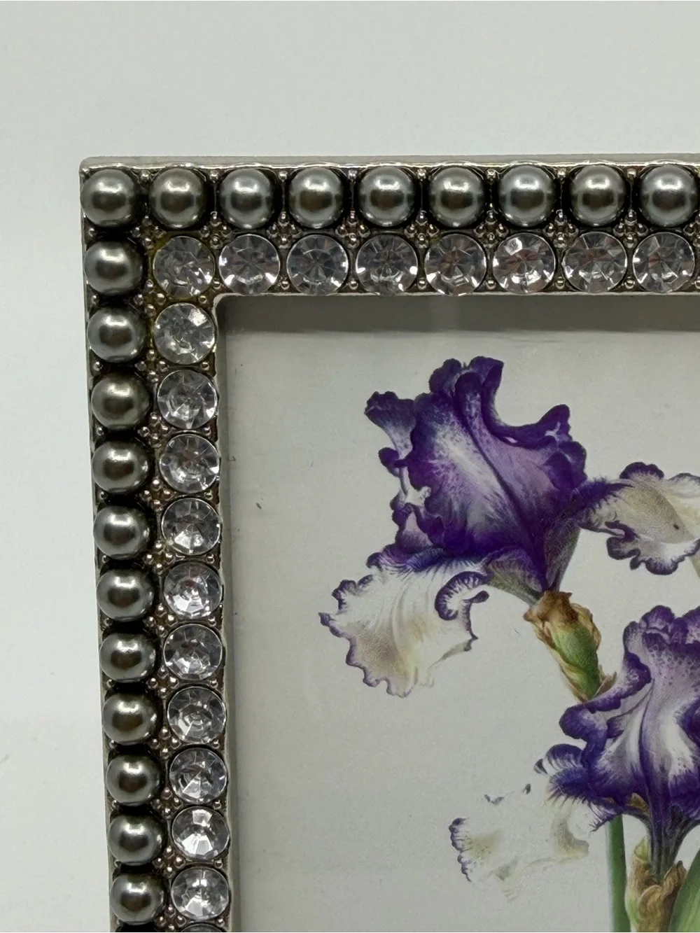 Silver Beaded Rhinestone Picture Frame - Silver